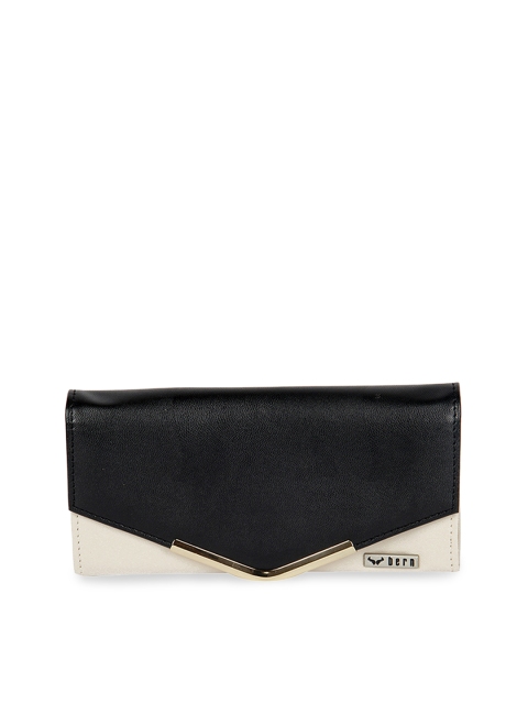

Bern Black & Cream-Coloured Colourblocked Envelope Clutch