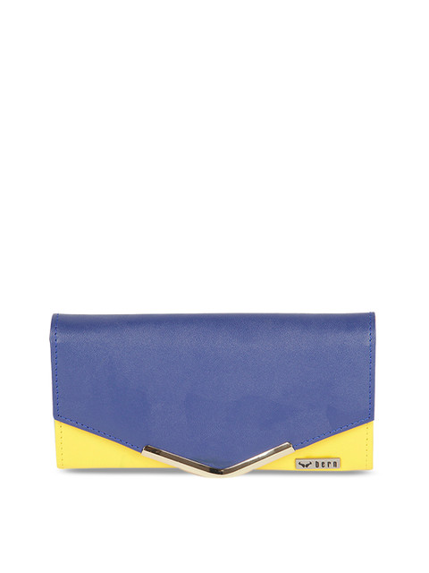 

Bern Women Blue & Yellow Colourblocked Envelope Clutch