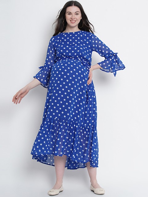 

Mine4Nine Women Blue & White Printed Fit and Flare Dress