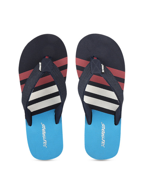

Solethreads Men Navy Blue & White Striped Thong Flip-Flops