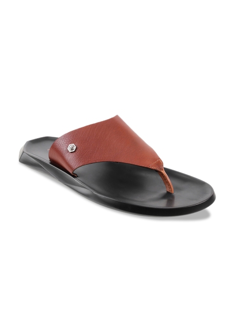 

Metro Men Brown Solid Leather Comfort Sandals