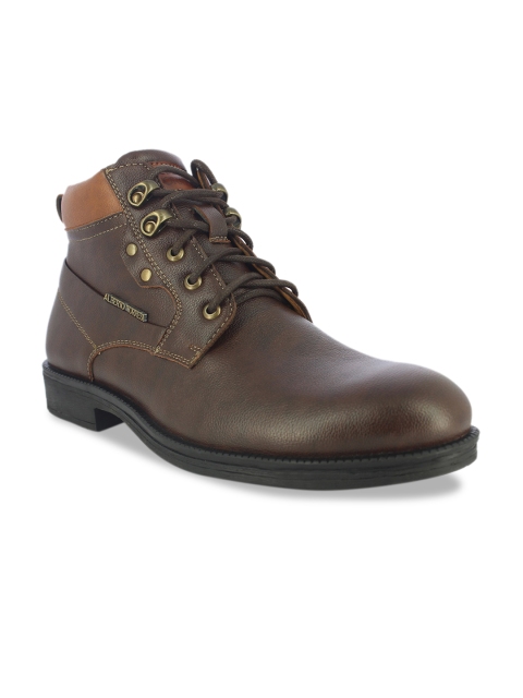 

Alberto Torresi Men Brown Solid Synthetic Leather Mid-Top Derbys