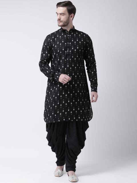

Chitwan Mohan Men Black & White Self Design Kurta with Salwar