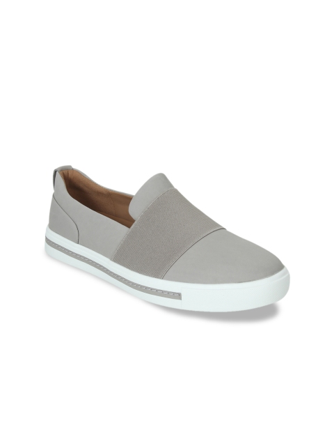 

Clarks Women Taupe Nubuck Slip-On Sneakers