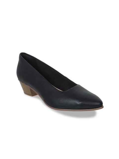 

Clarks Women Black Solid Leather Pumps
