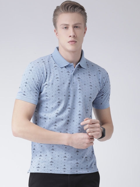 

COBB Men Blue & Black Printed Polo Collar T-shirt