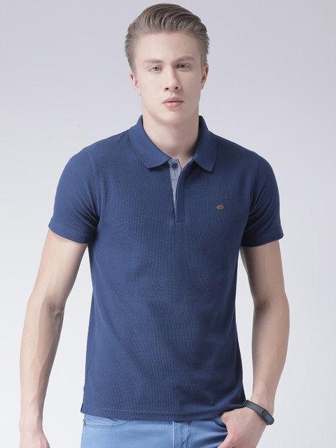 

COBB Men Navy Blue Solid Polo Collar T-shirt
