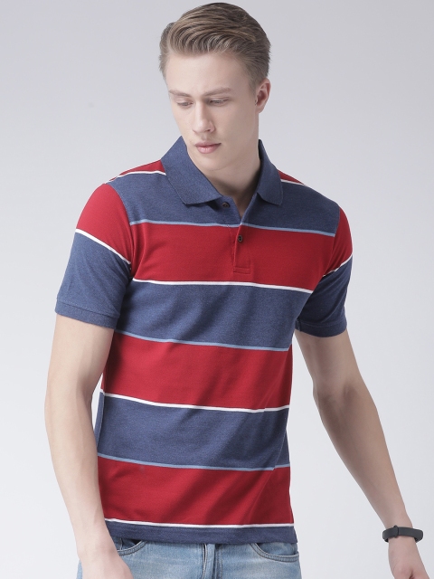 

COBB Men Red Striped Polo Collar T-shirt