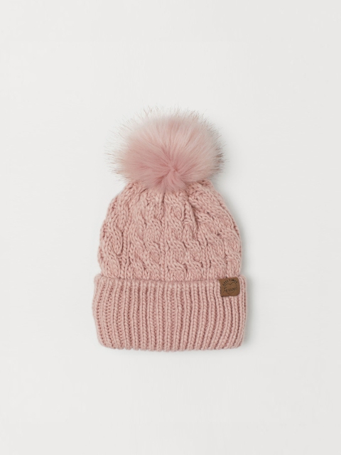 

H&M Girls Pink Knitted Pompom Hat