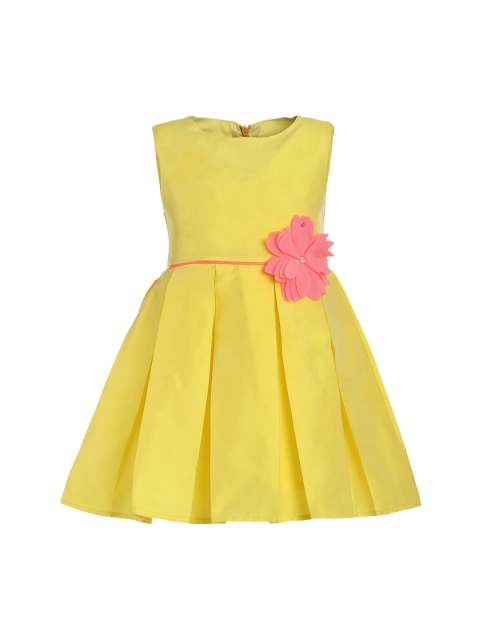 

A Little Fable Girls Yellow Lonely Flower Solid Fit and Flare Dress