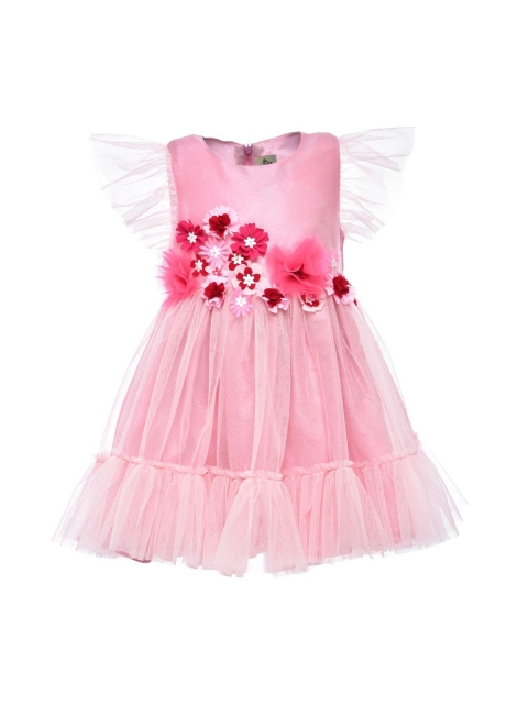 

A Little Fable Girls Pink Pandora Embroidered Fit and Flare Dress