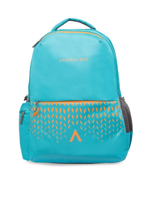 

Aristocrat Unisex Turquoise Blue & Orange Solid Backpack