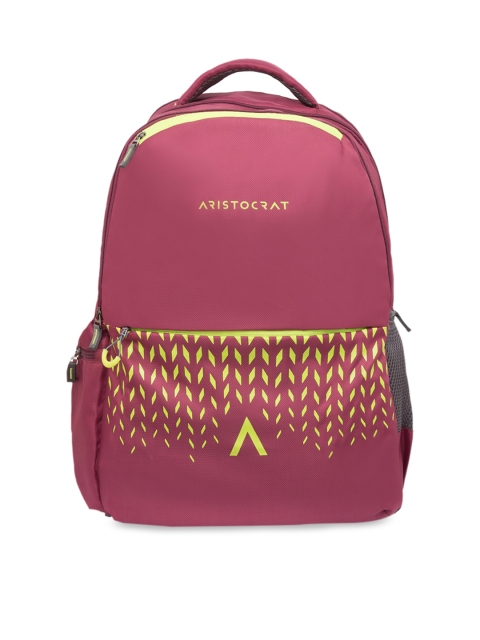

Aristocrat Unisex Pink & Lime Green Solid Backpack
