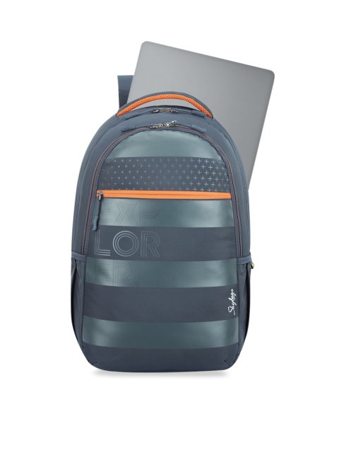 

Skybags Unisex Green & Orange Striped Backpack