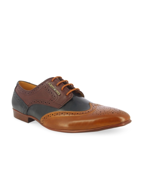 

Alberto Torresi Men Tan Brown & Navy Blue Colourblocked Formal Brogues