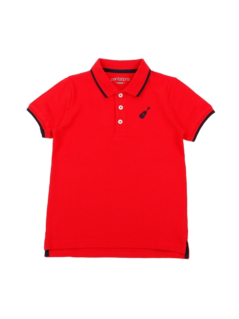 

Pantaloons Junior Boys Red Solid Polo Collar Pure Cotton T-shirt