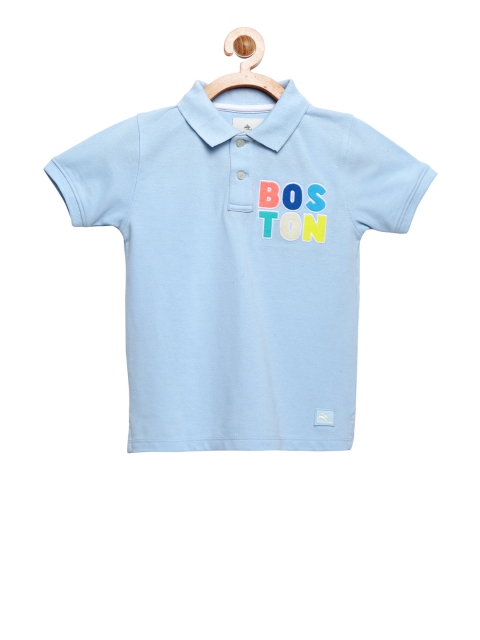 

Cherry Crumble Unisex Kids Turquoise Blue Embroidered Polo Collar T-shirt