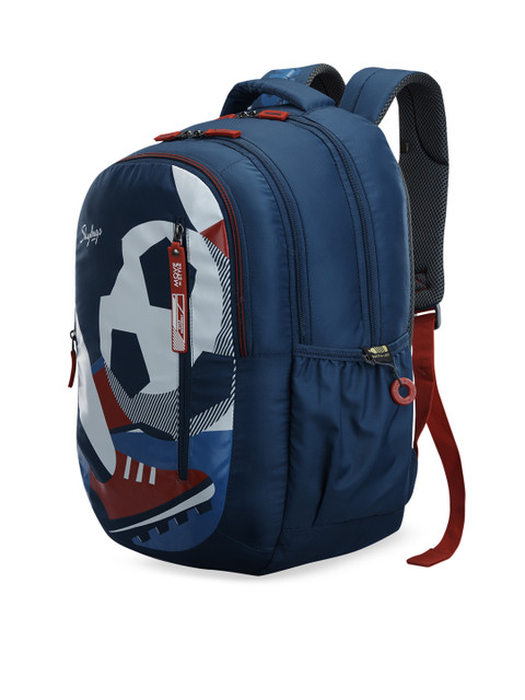 

Skybags Unisex Kids Blue & Red Graphic Print Backpack