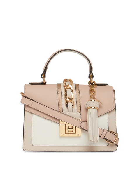 

ALDO Nude-Coloured & Off-White Colourblocked Handheld Bag