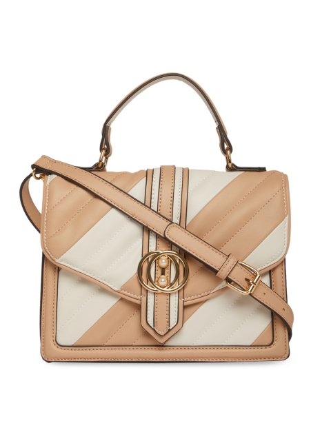 

ALDO Beige & Off-White Colourblocked Handheld Bag