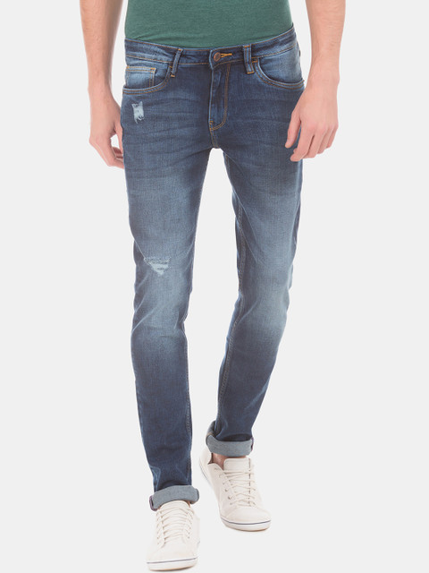 

Arrow Blue Jean Co. Men Blue Slim Fit Mid-Rise Low Distress Stretchable Jeans