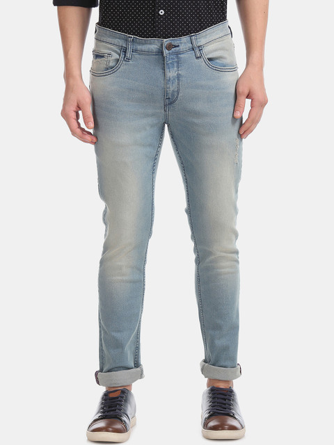 

Arrow Blue Jean Co. Men Blue Slim Fit Mid-Rise Low Distress Stretchable Jeans