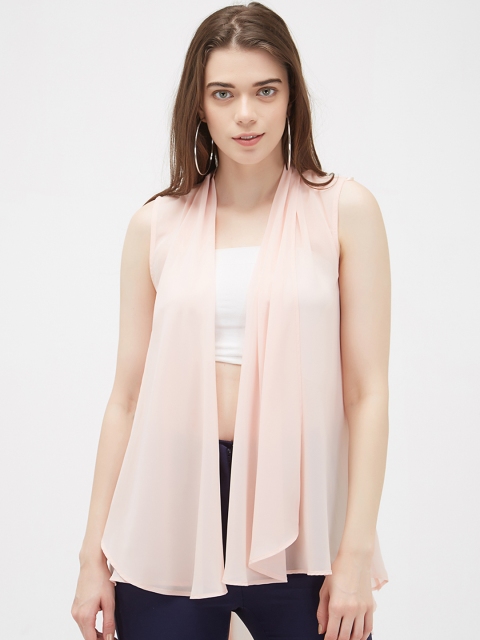 

bebe Women Peach-Coloured Solid Open Front Shrug