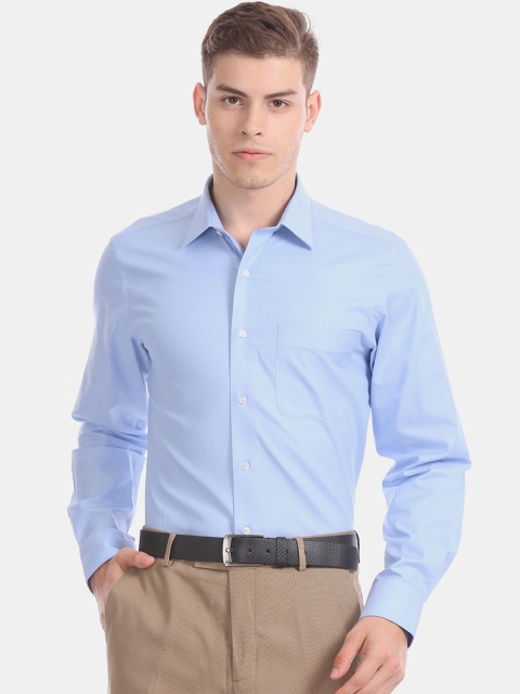 

Arrow Men Blue Regular Fit Self Design Formal Shirt