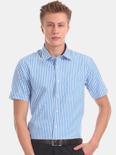 

Arrow Men Blue & White Regular Fit Striped Formal Shirt