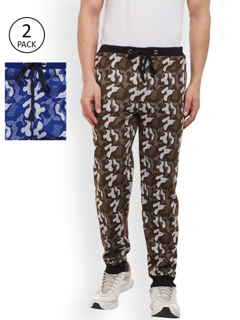 

VIMAL Men Pack of 2 Brown & Off-White Slim Fit Printed Joggers