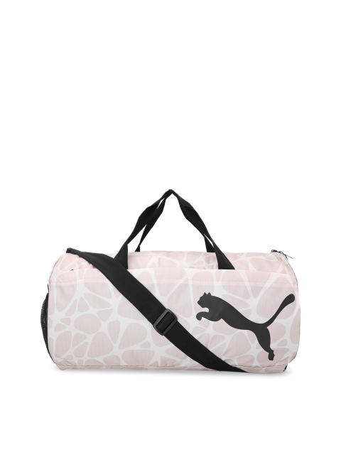 

Puma Women Pink & White Printed AT ESS Barrel Bag