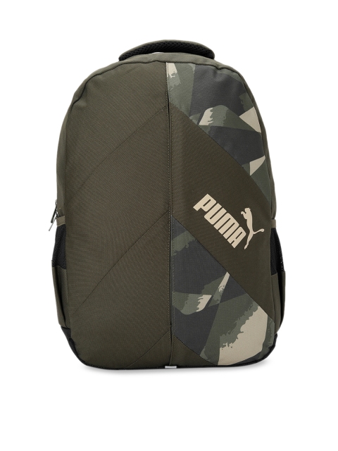 

Puma Unisex Olive Green & Black Camouflage Derby Backpack IND