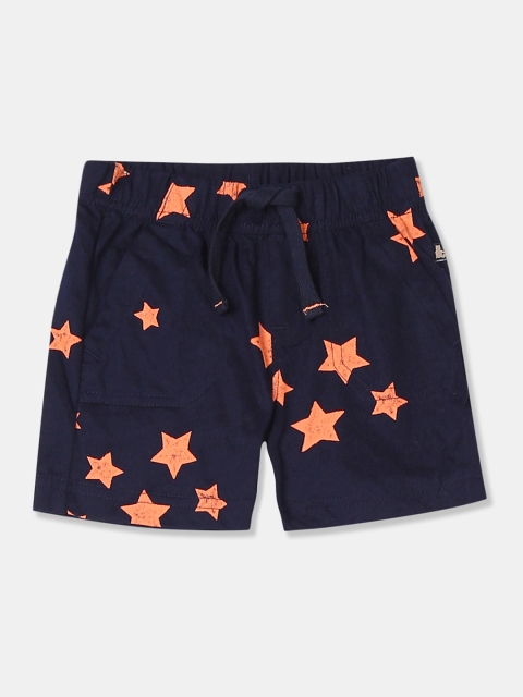 

GAP Baby Boy's Navy Blue & Orange Print Pure Cotton Pull-On Shorts