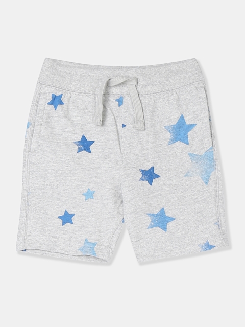 

GAP Baby Boy Grey Melange & Blue Star Print Pure Cotton Pull-On Shorts