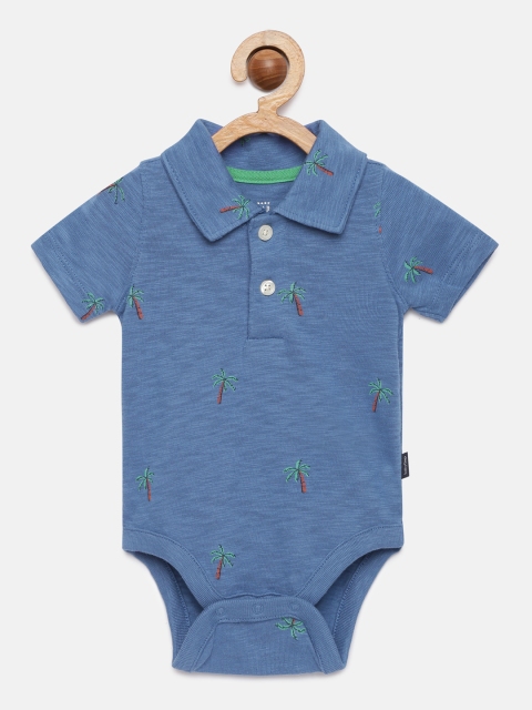 

GAP Baby Boys Blue Printed Polo Bodysuit
