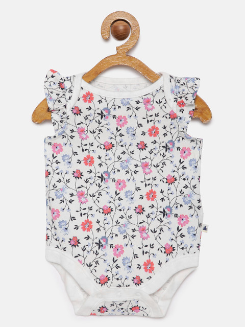 

GAP Baby Girls White Printed Ruffle Bodysuit
