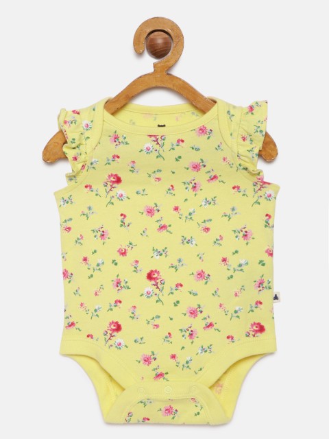 

GAP Baby Girls Yellow Printed Ruffle Bodysuit