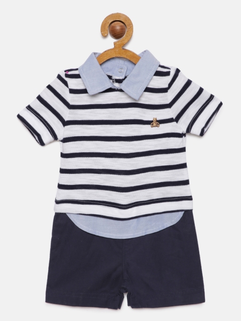 

GAP Infants White And Navy Blue Striped Bodysuit, Off white