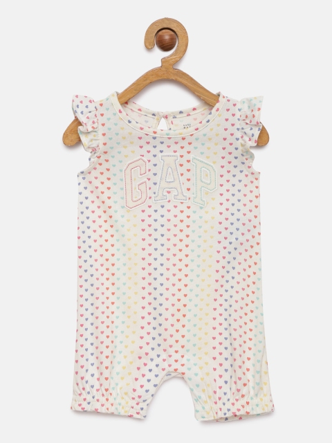 

GAP Baby Girls Cream-Coloured Printed Ruffle Bodysuit