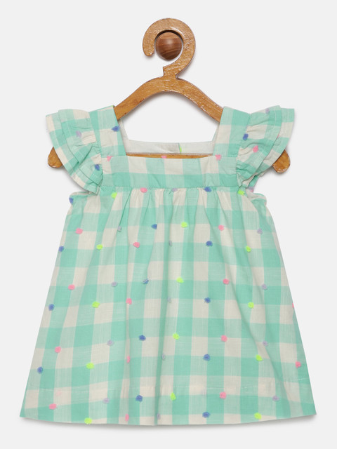

GAP Baby Girls Green & Off-White Swiss-Dot Flutter Dress