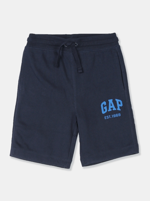 

GAP Boy Navy Blue Brand Pure Cotton Brand Logo Print Tie Waist Sweat Shorts