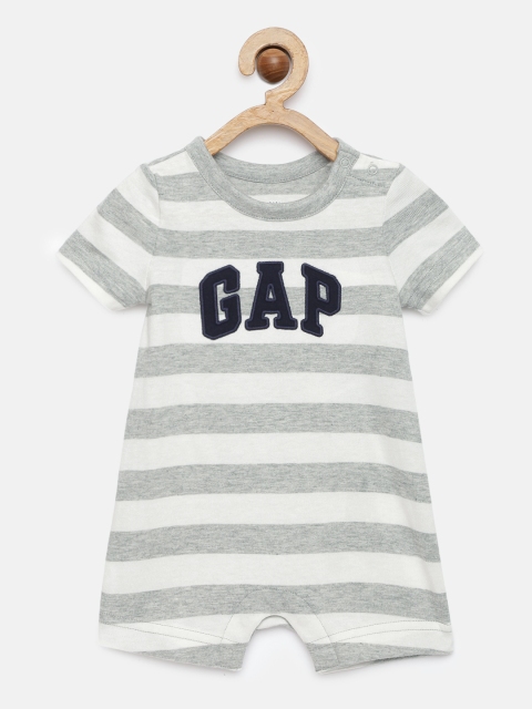 

GAP Baby Boys Grey & White Striped Bodysuit