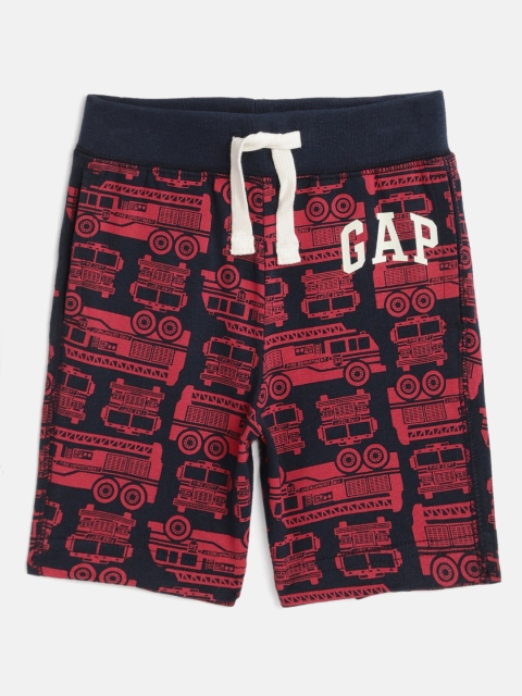 

GAP Boys Red & Black Printed Pure Cotton Regular Fit Shorts