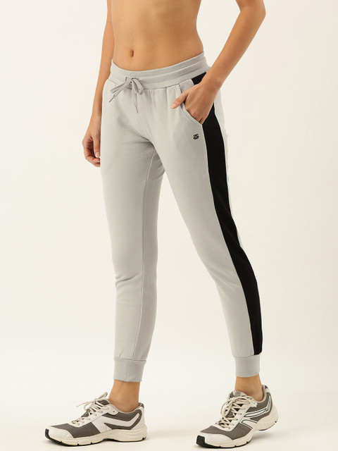 

Genius18 Women Grey Solid Antimicrobial Slim Fit Joggers With Side Stripe