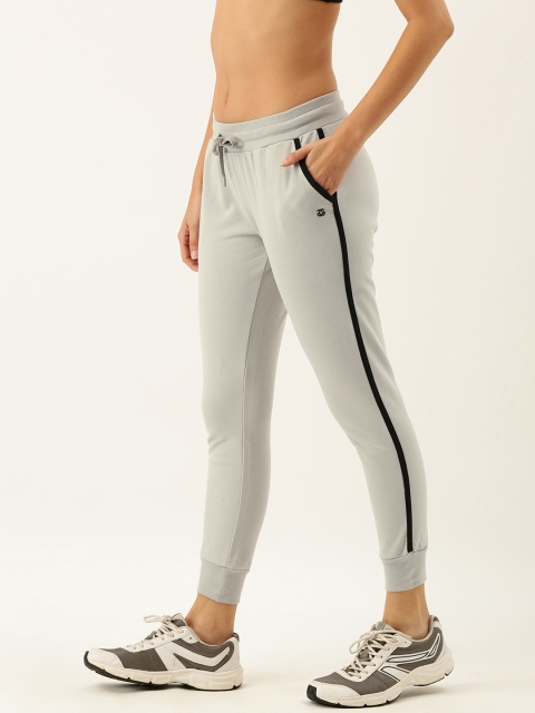 

Genius18 Women Grey Solid Antimicrobial Slim Fit Joggers With Side Stripe