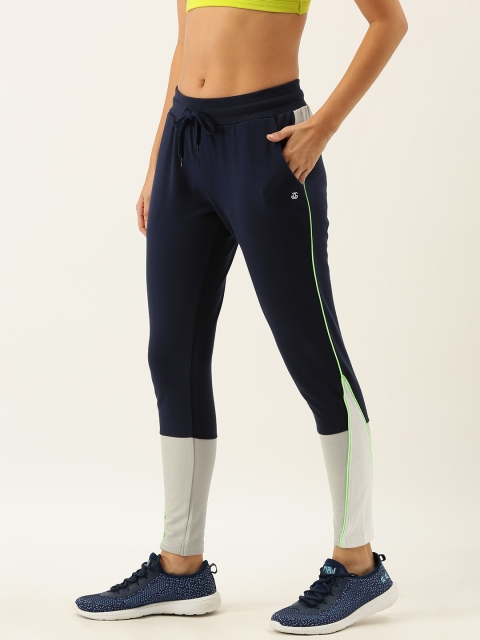 

Genius18 Women Navy Blue & Grey Colourblocked Classic Fit Track Pants