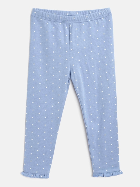 

GAP Infant Girls Blue & White Ditsy Dots Print Everyday Leggings with Ruffle Detail