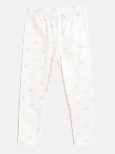 

GAP Infant Girls White & Pink Rainbow Print Everyday Leggings