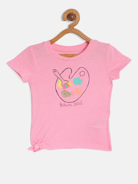 

GAP Girls Pink Printed Round Neck T-shirt