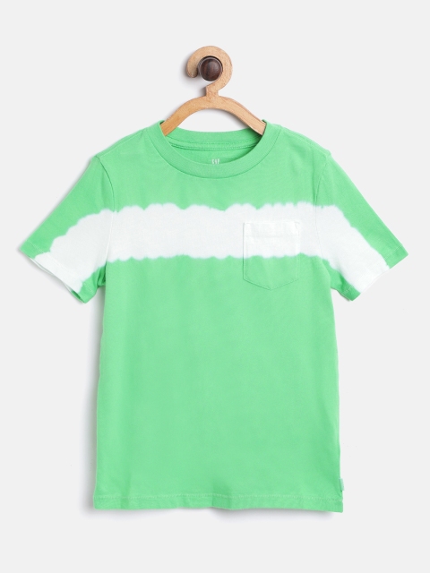 

GAP Boys Green & White Tie & Dye Round Neck Pure Cotton T-shirt